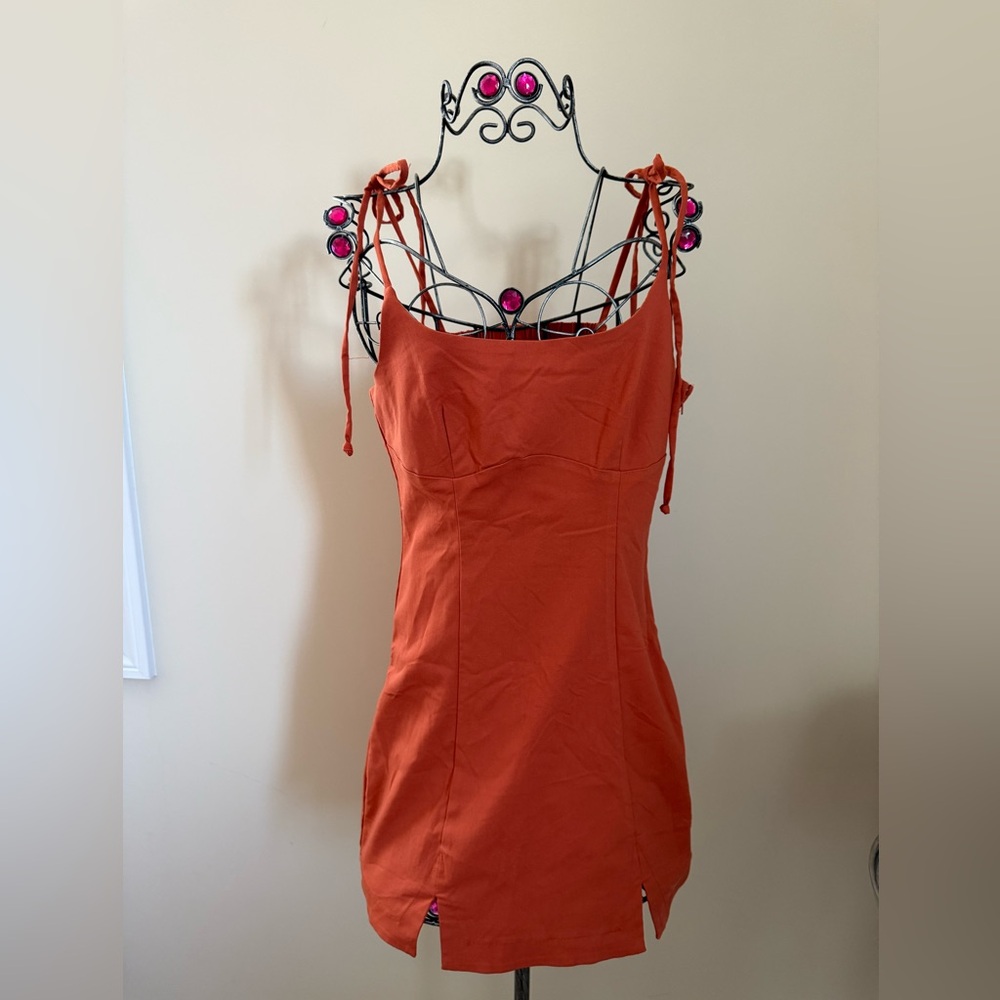 Trixxi Terracotta Tie Strap Dress